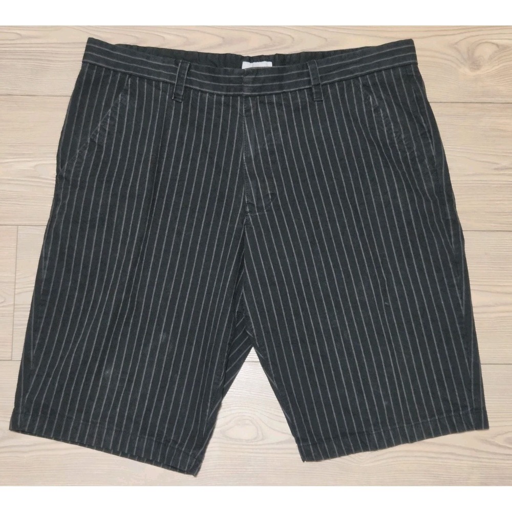 Vintage Utility Shorts Mens 36 Grunge Y2K Black Pin Stripe 12" Inseam Skate